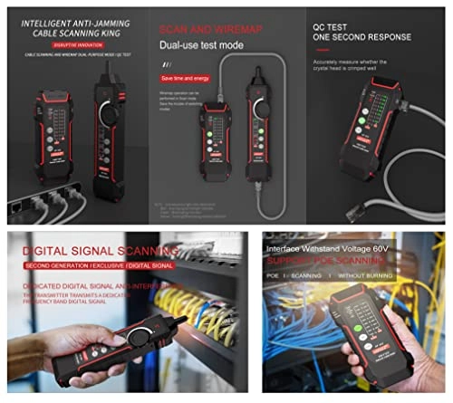 Smart Tester - RJ45 RJ11 Continuity PoE Wiring Diagram Test Port Tracking Cable Tracing