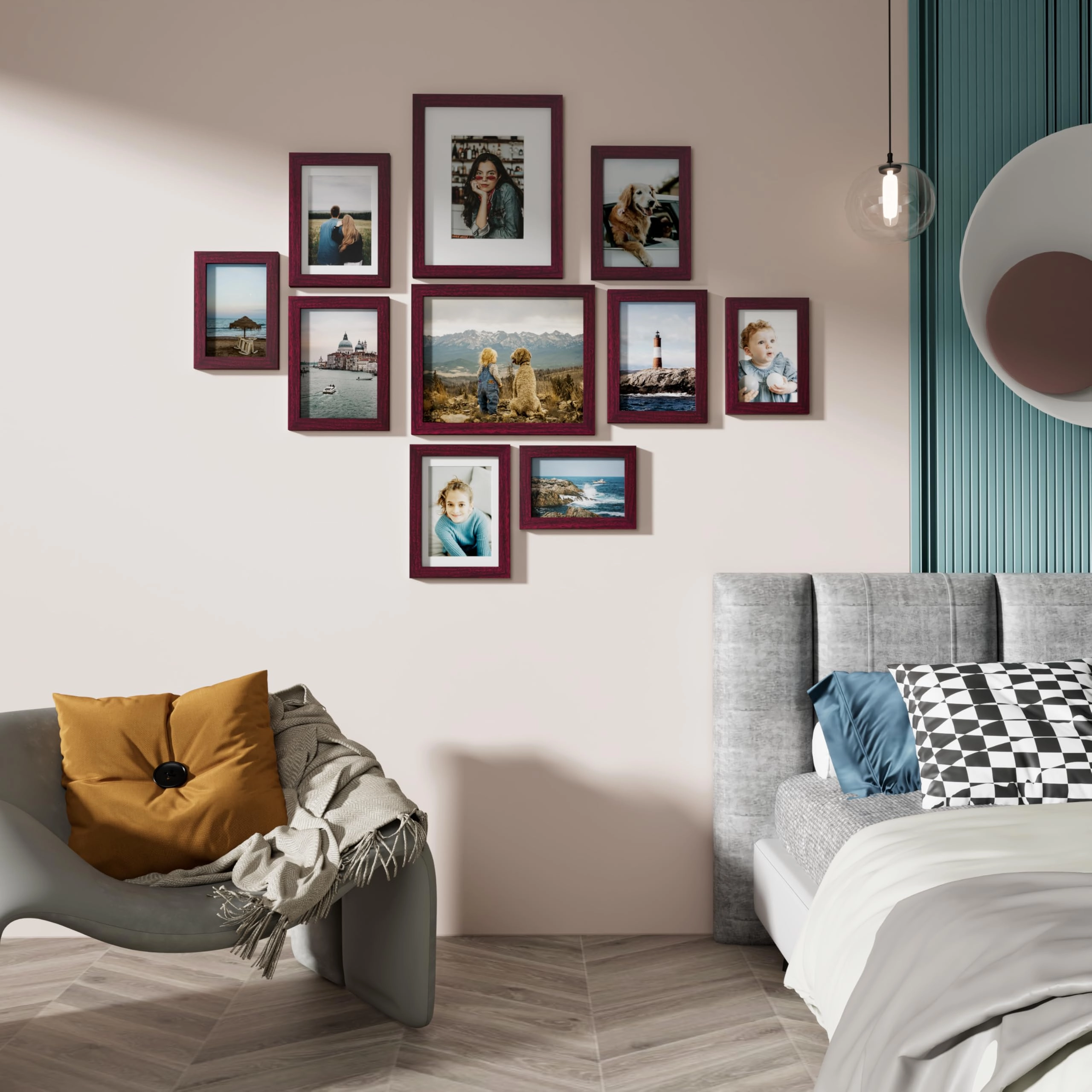 Picture Frames Set - 10 Pack Rustic Grey