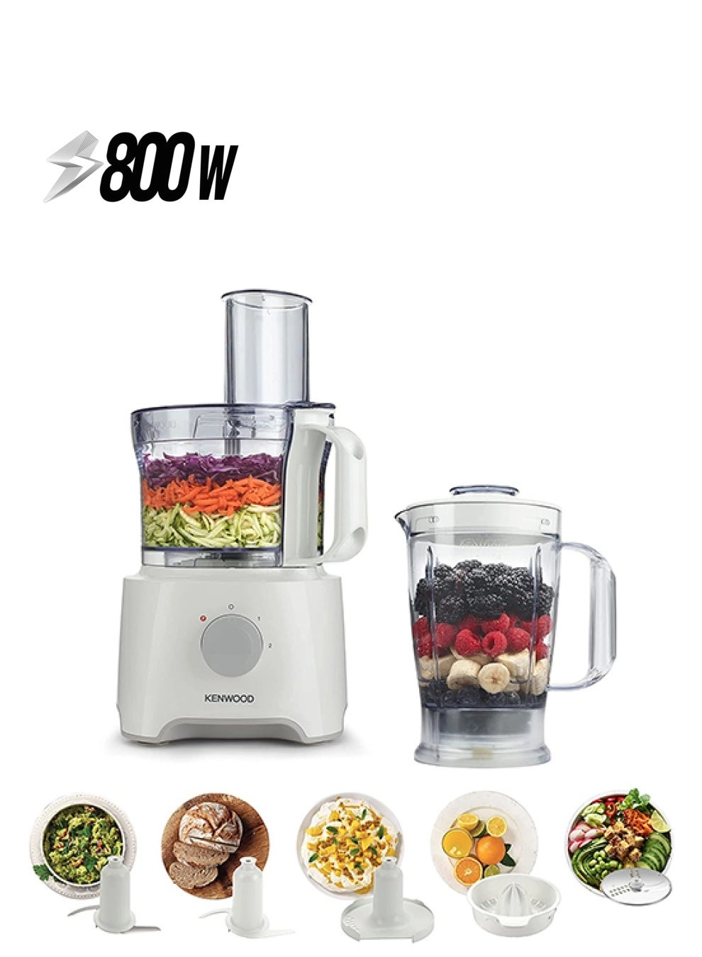 Kenwood Electronics Multipro Compact Blender - White Stainless Steel Blade Ergonomic