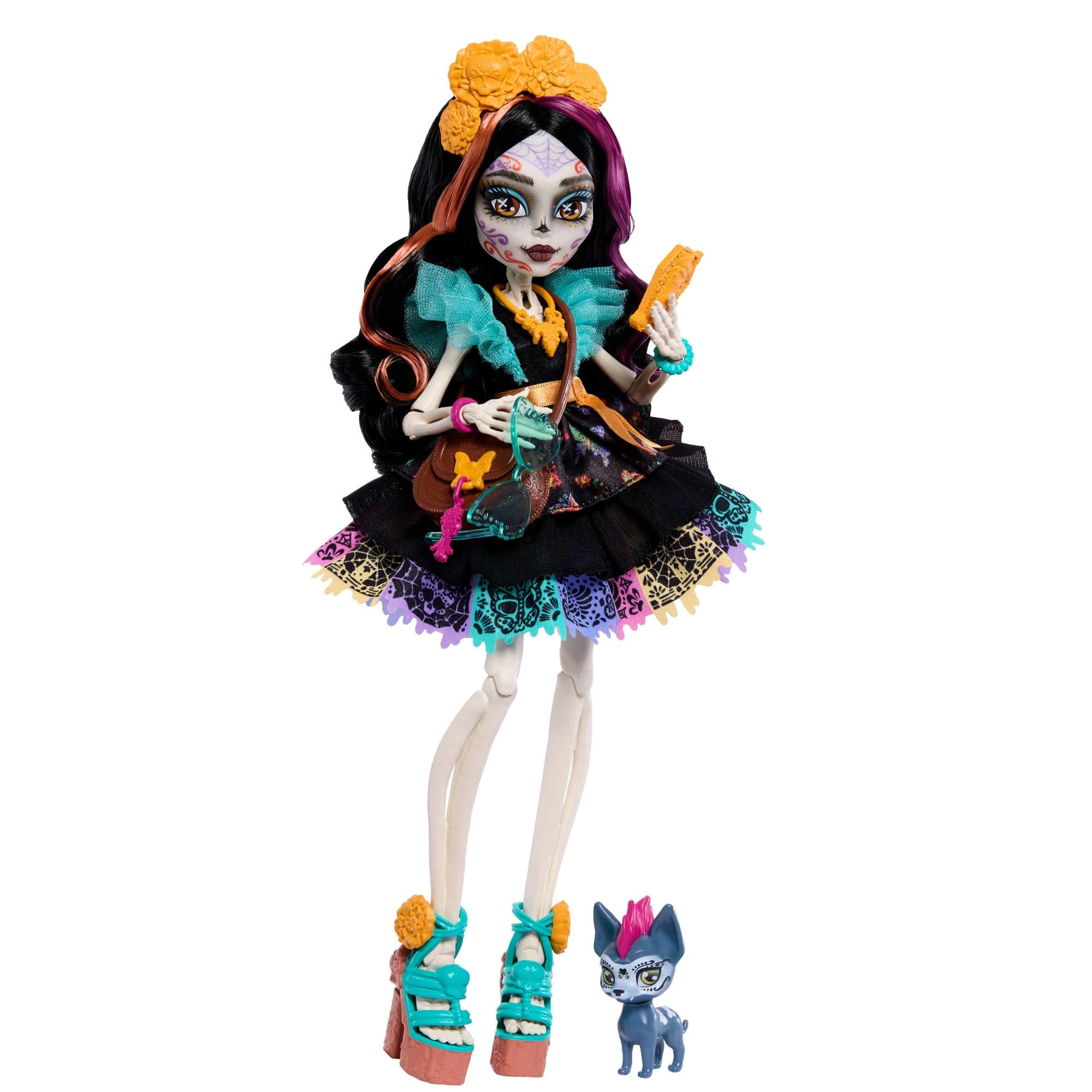 Monster High Skelita Calaveras Doll - Papel Picado Dress Dog Candelita Ages 4+