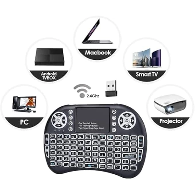 WIRELESS MINI KEYBOARD - 2.4GHz touchpad US layout rechargeable