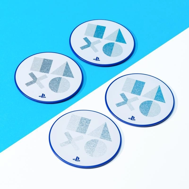 Metal Coasters PS5 - Set of Four Cork Backing