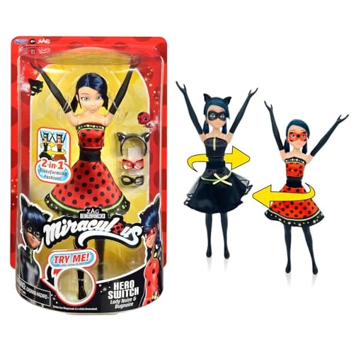Bandai Miraculous Ladybug Hero Switch Transformation Doll - 26cm 2 in 1 Ages 4+