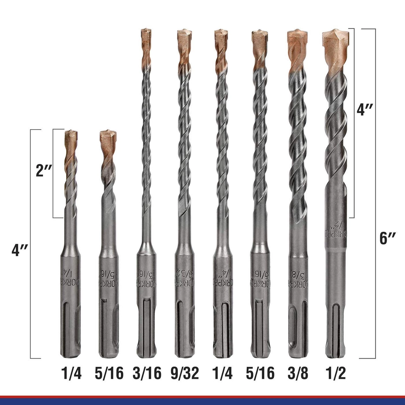 SDS-Plus Drill Bit Set - Carbide Tip 8-Piece
