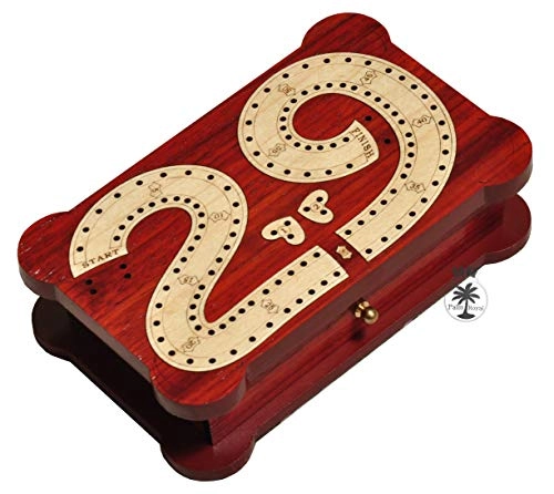 2 Track Cribbage Board - Wooden Inlaid Blood Wood Maple