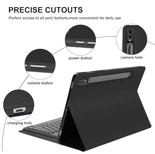 Keyboard Case with S Pen Holder for Galaxy Tab S9 FE+ / S9 Plus 12.4-inch (2023) and Tab S10+ (2024)