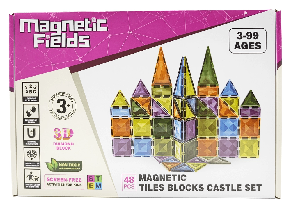 Light Magnetic Tiles Castle Set - Architecture 48 pcs