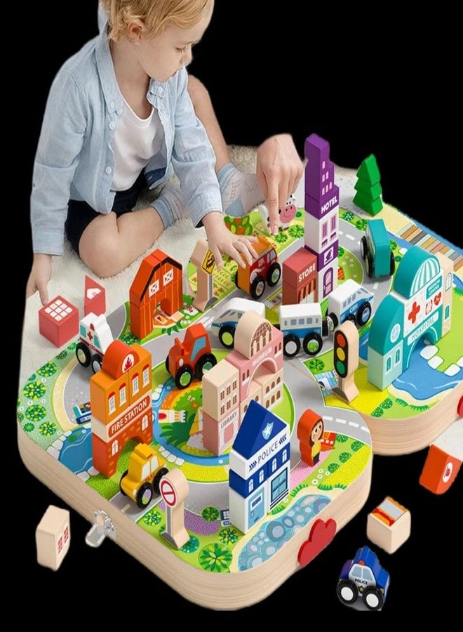 Wooden City Blocks - Buildings Vehicles Trees