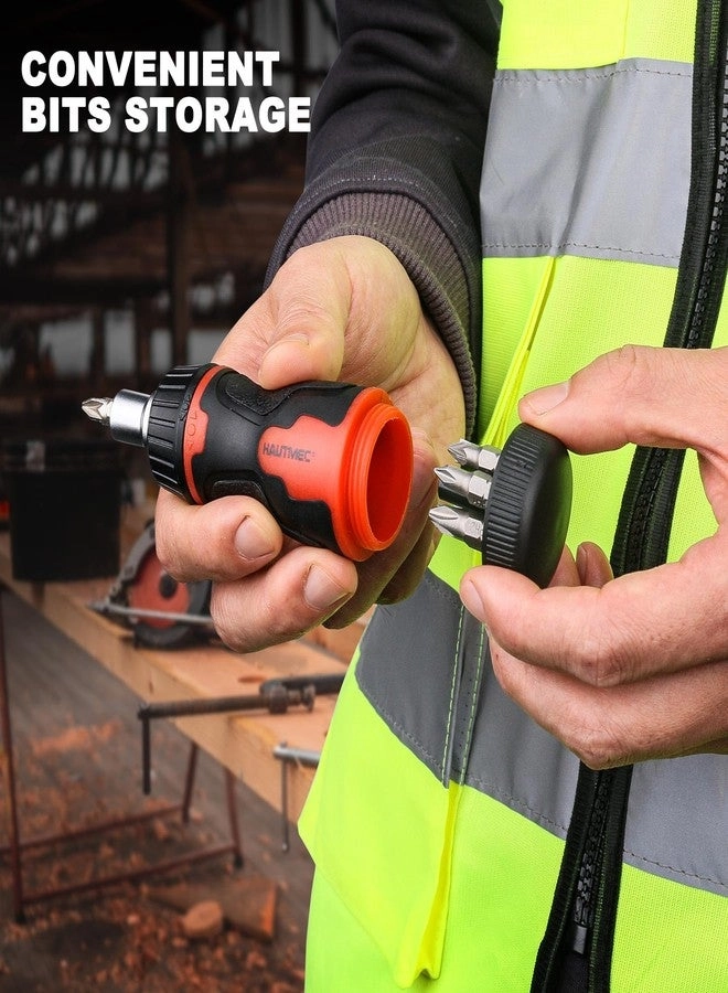 Stubby Ratcheting Multi-Bit Screwdriver Set (8 Pcs)