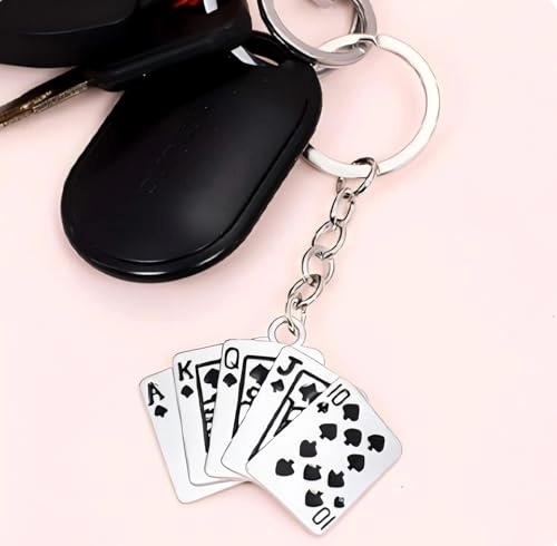 Poker Hand Playing Cards Keychain - Royal Flush