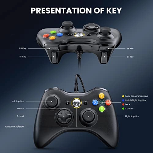 PC Controller - Black Xbox 360 & Slim/PC Windows 10/8/7