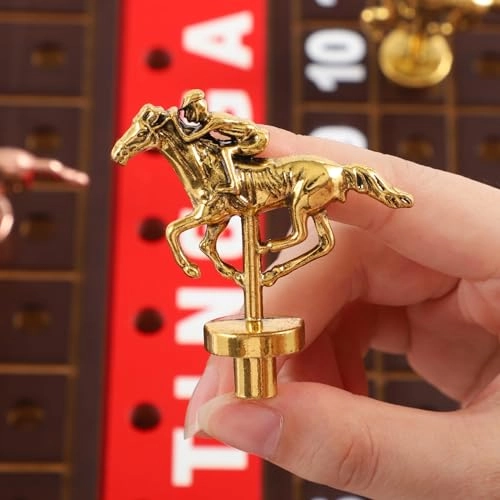 Horse Race - Solid Wood 11 Metal Horses Walnut