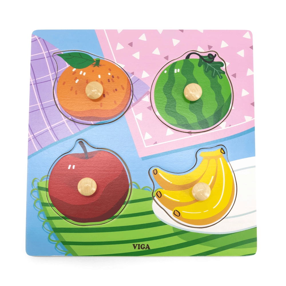 Wooden Knob Puzzle Set Fruits - 12 months+ 4 pieces