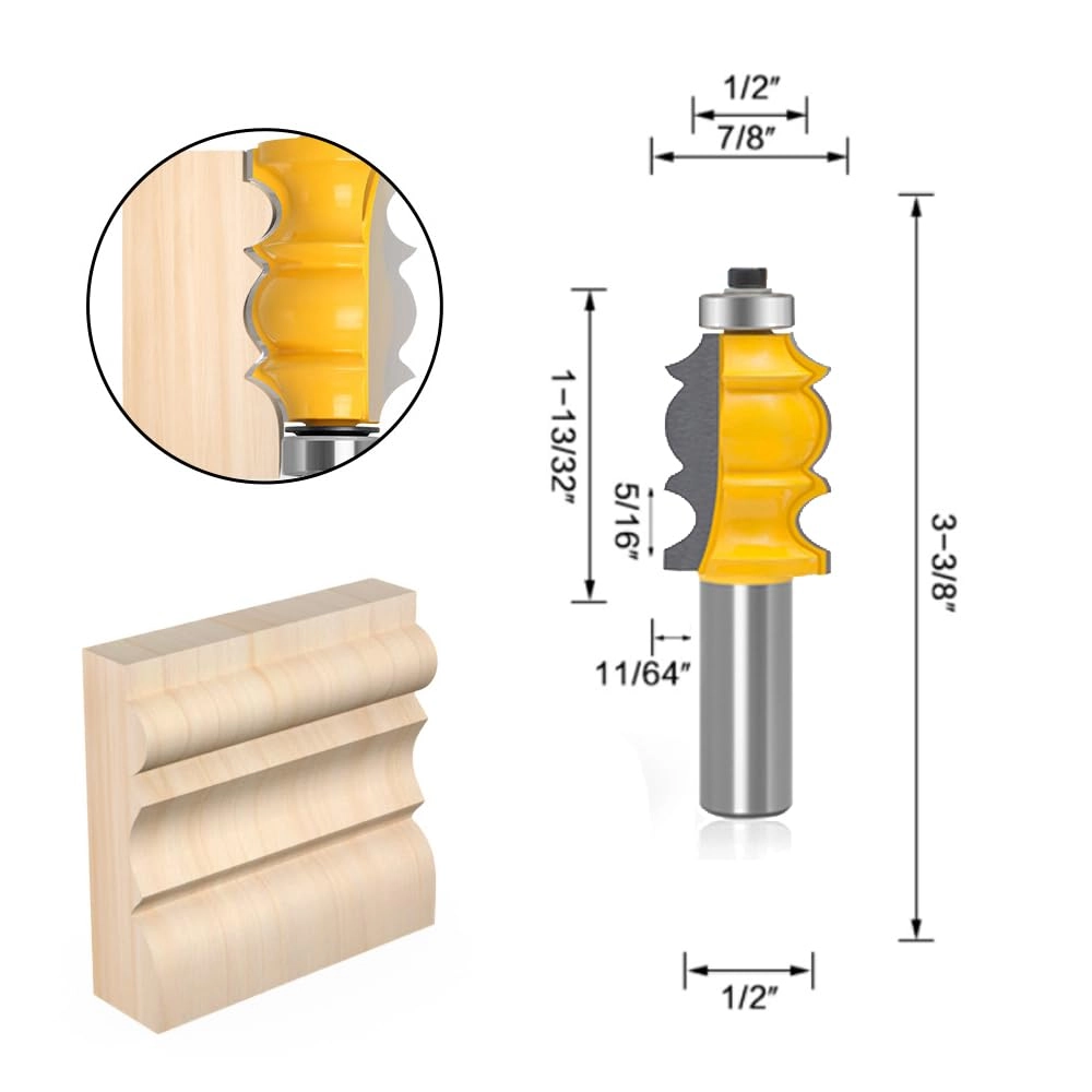 Architectural Molding Router Bit Set - 1/2 Inch 10 PCS