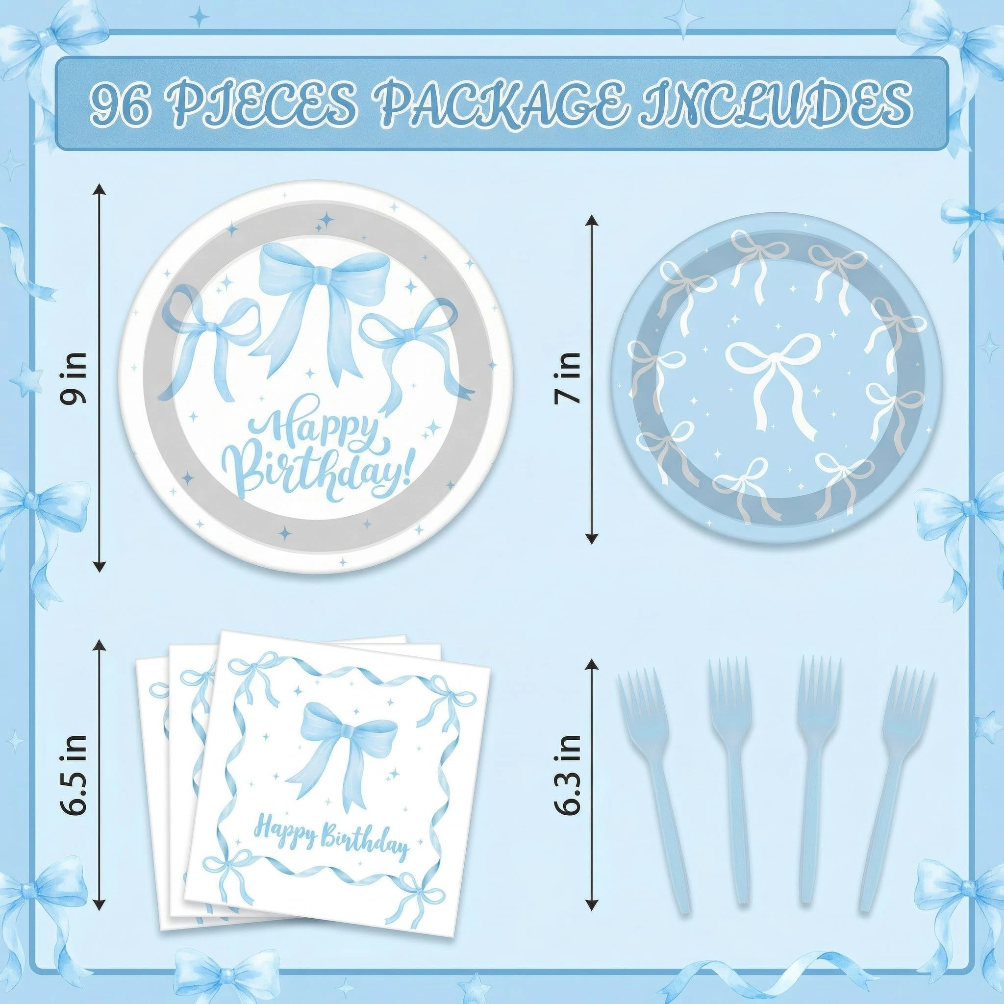 Happy Birthday Party Decorations Tableware Set - 96 Pcs