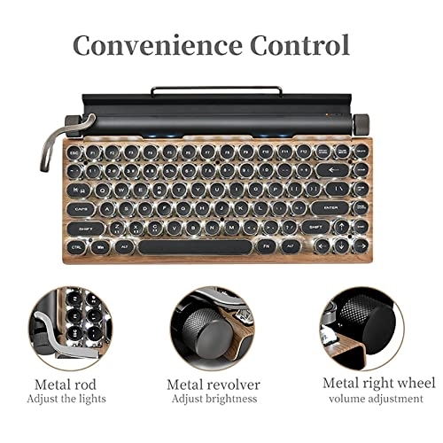 Retro Typewriter Keyboard - Compact 84 Keys Layout Wireless