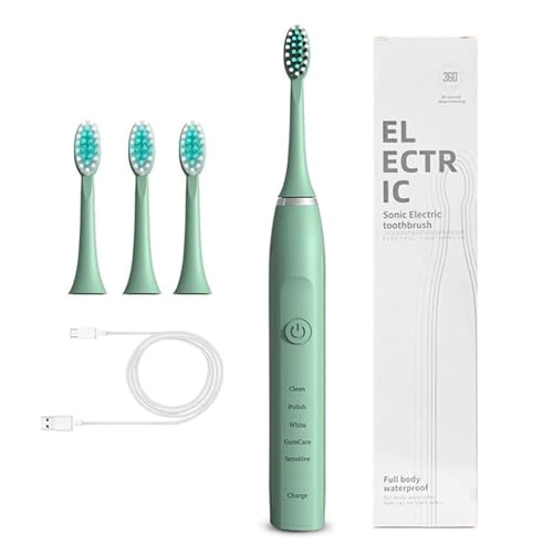 Sonic Electric Toothbrush - 4 Brush Heads 5 Cleaning Modes IPX7
