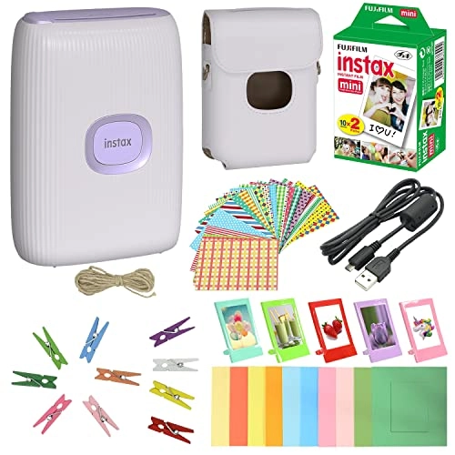Mini Link 2 - 86 millimeters + Instax Mini Instant Film + Printer Case + Wall Decor Hanging Film Frames + Table Photo Plastic Frames + Colorful Photo Instant Film Sticker + USB Cable