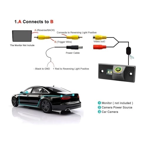Reverse car rear view camera - Night vision Wired 720 x 540 pixels