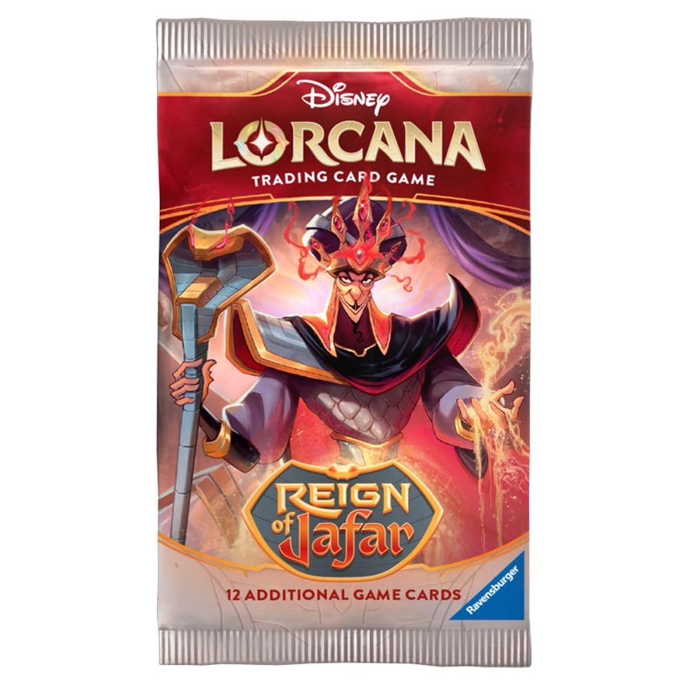 Ravensburger Verlag GmbH; service@ravensburger.de Disney Lorcana Reign of Jafar Booster Pack - English 12pcs