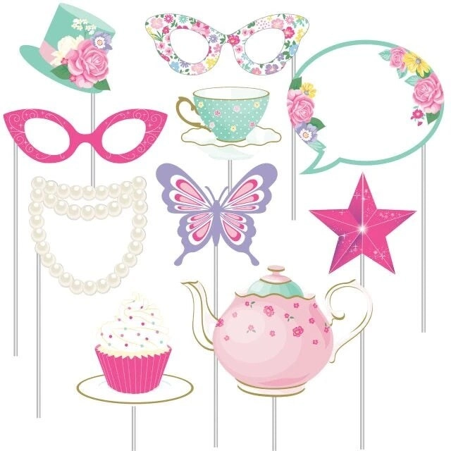 CREATIVE CONVERTING Floral Fairy Sparkle Photo Booth Props - 10-Pack