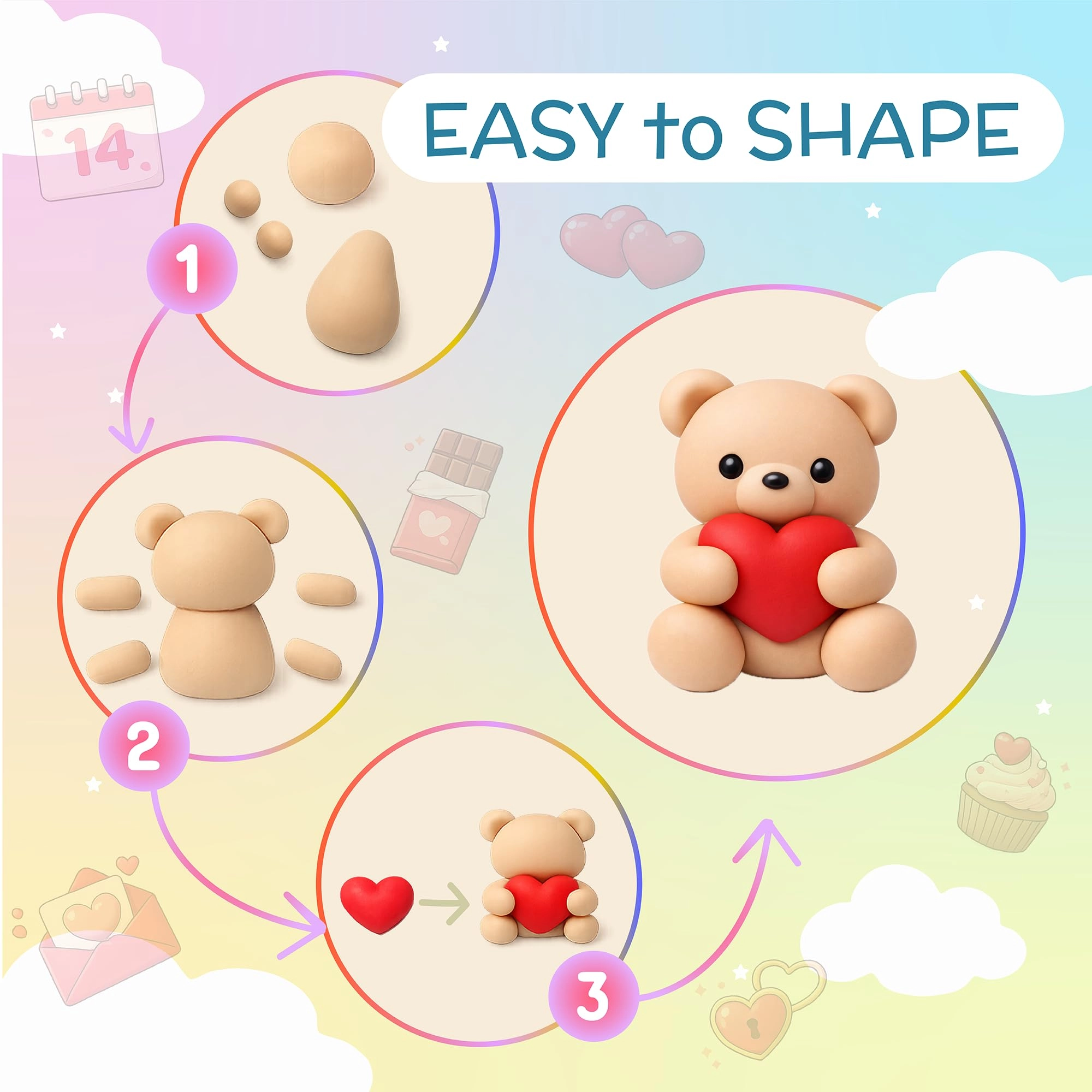 Air Dry Clay Kit - Clay 96 pcs.