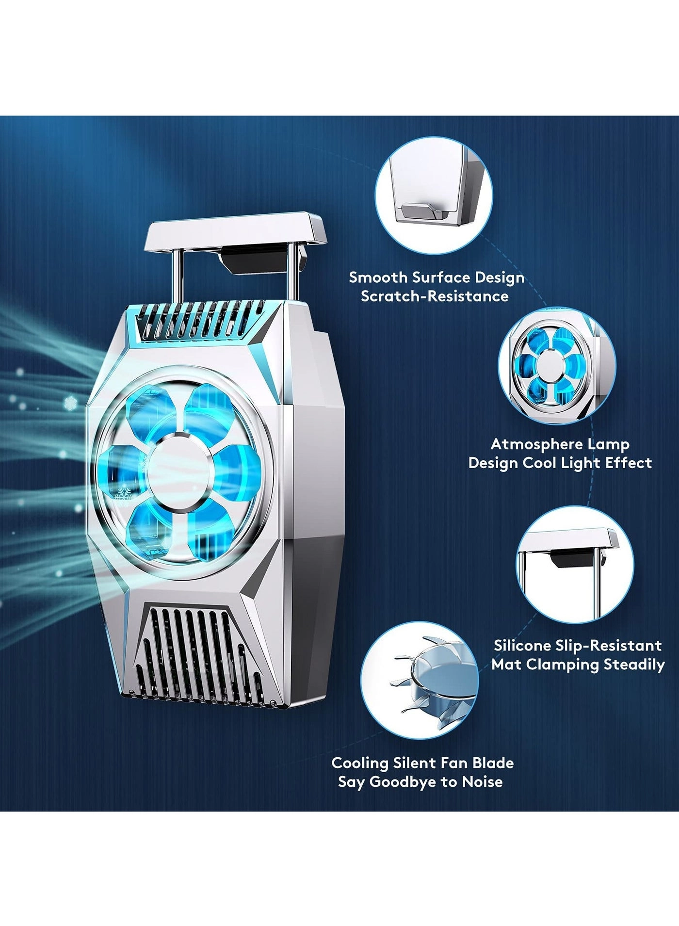 Phone Cooling Fan - Portable Mini Heatsink Silver