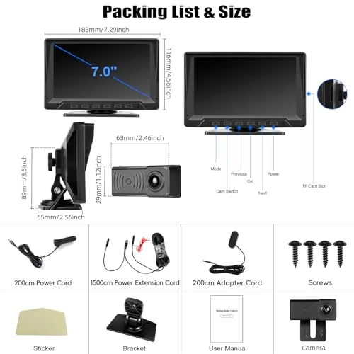 Vehicle Backup Camera System - Night vision Hardwire