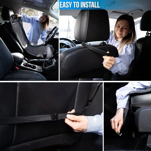 Beaded Cooling Car Seat Cover - Wooden Beads 12V Massage