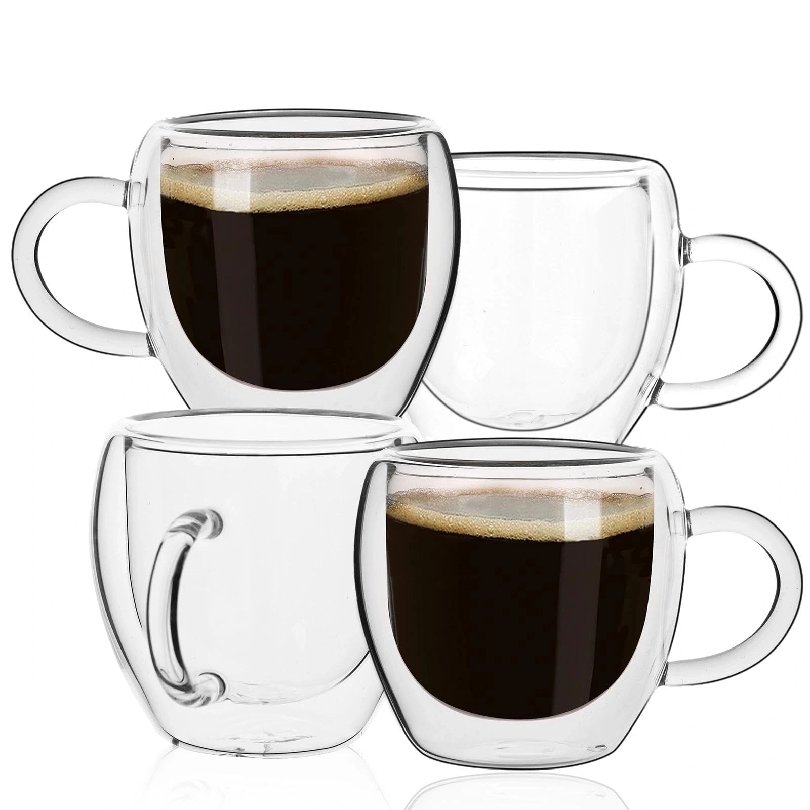 glenkach Espresso Glass Tumbler - 4 pcs - Double Wall