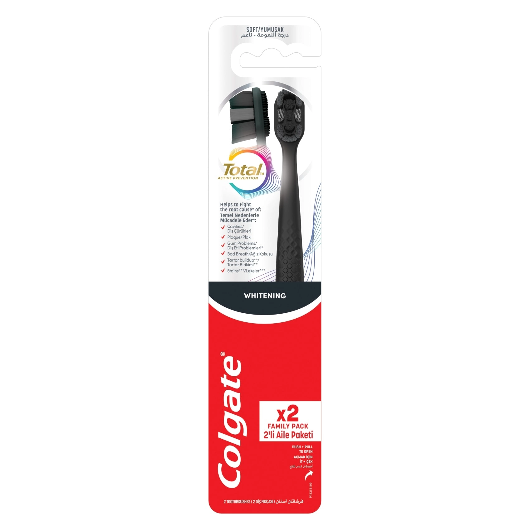 Colgate Total Whitening Toothbrush - Black 2-Piece Pack