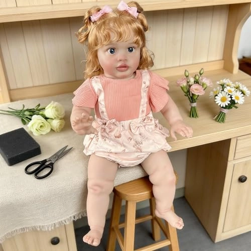 Pippa Reborn Baby Doll - 26 inch Cotton Vinyl Hand-rooted Curly Hair Ages 3+