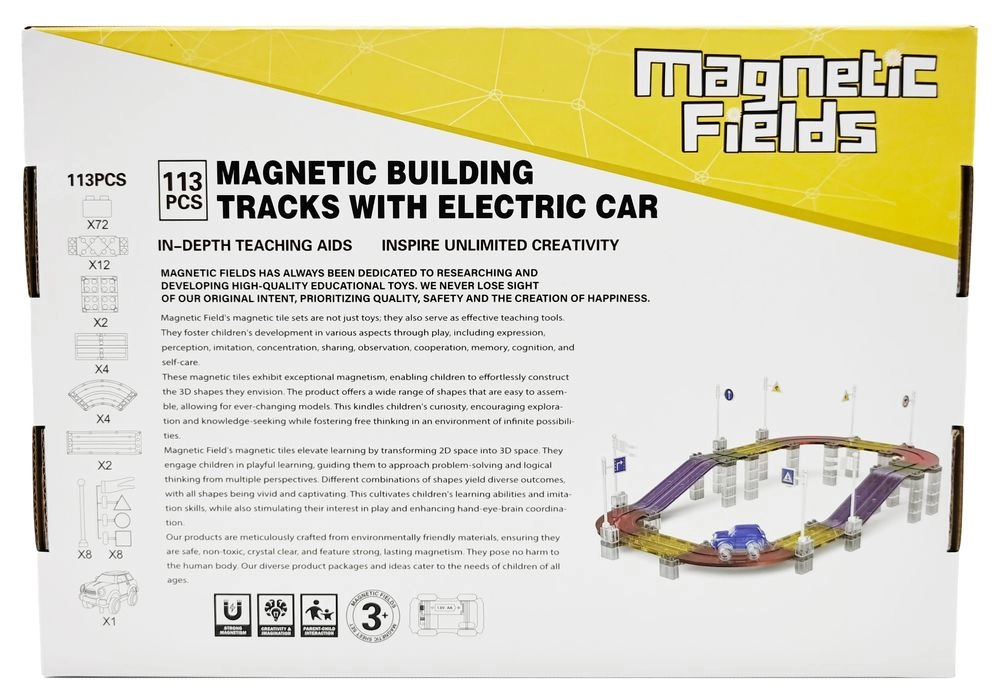 Magnetic Building Tracks With Electric Car - 113 pcs