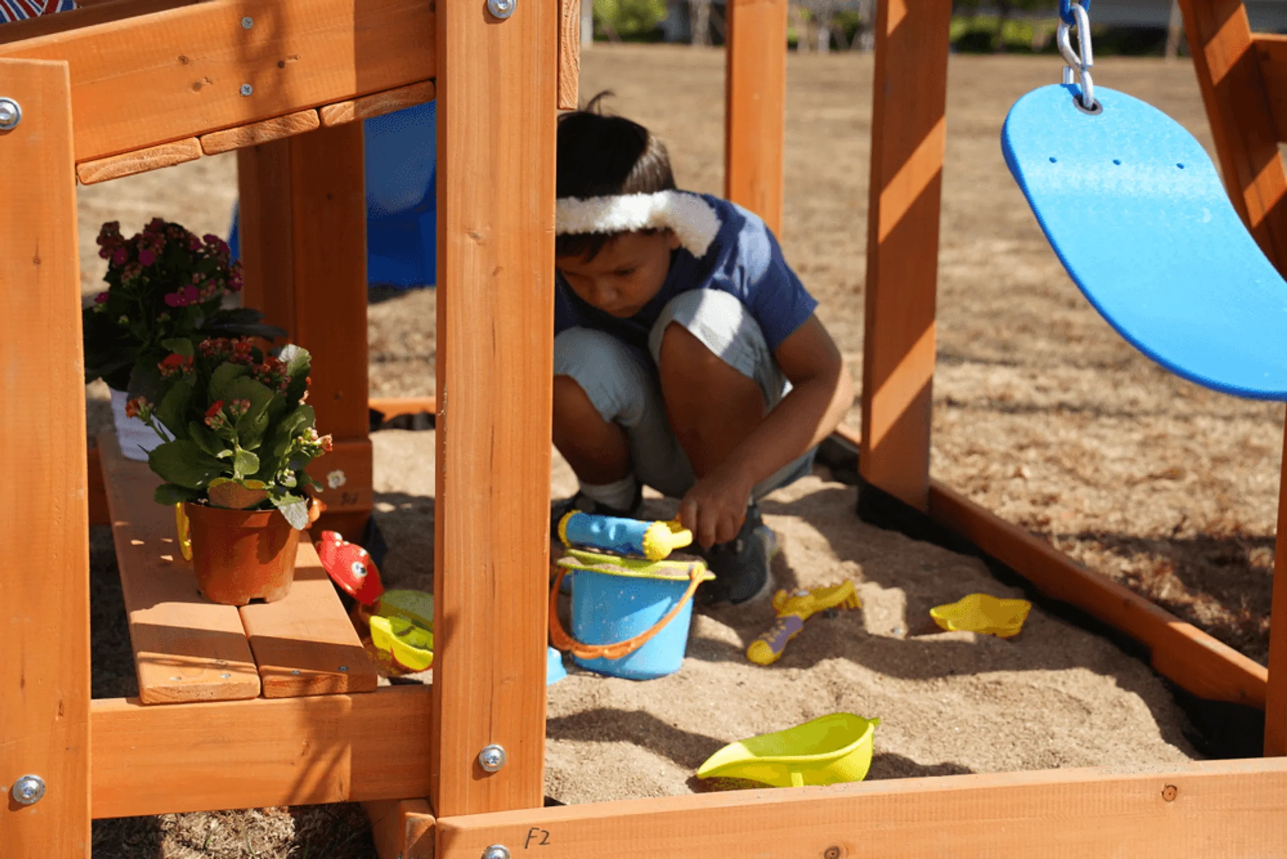 Arabian Pronghorn Wooden Swing Set - 2.2M Slide Double Play Fort