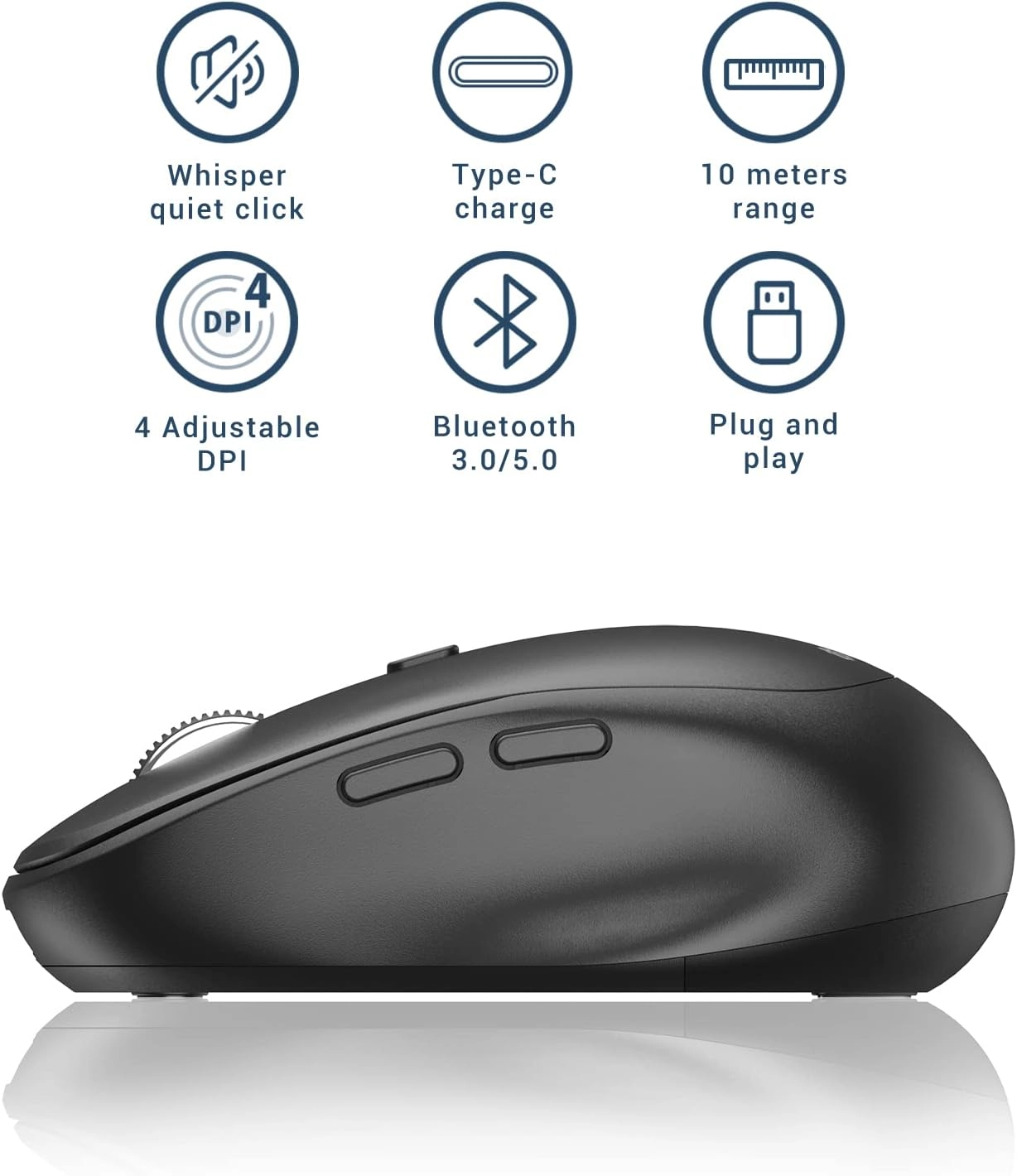MD165 Dual Mode Wireless Mouse - Bluetooth, USB