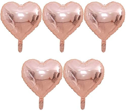 Party Time Trading LLC Heart Foil Balloon - 5-Pieces Wedding Valentine's Day Bridal Shower Birthday Party