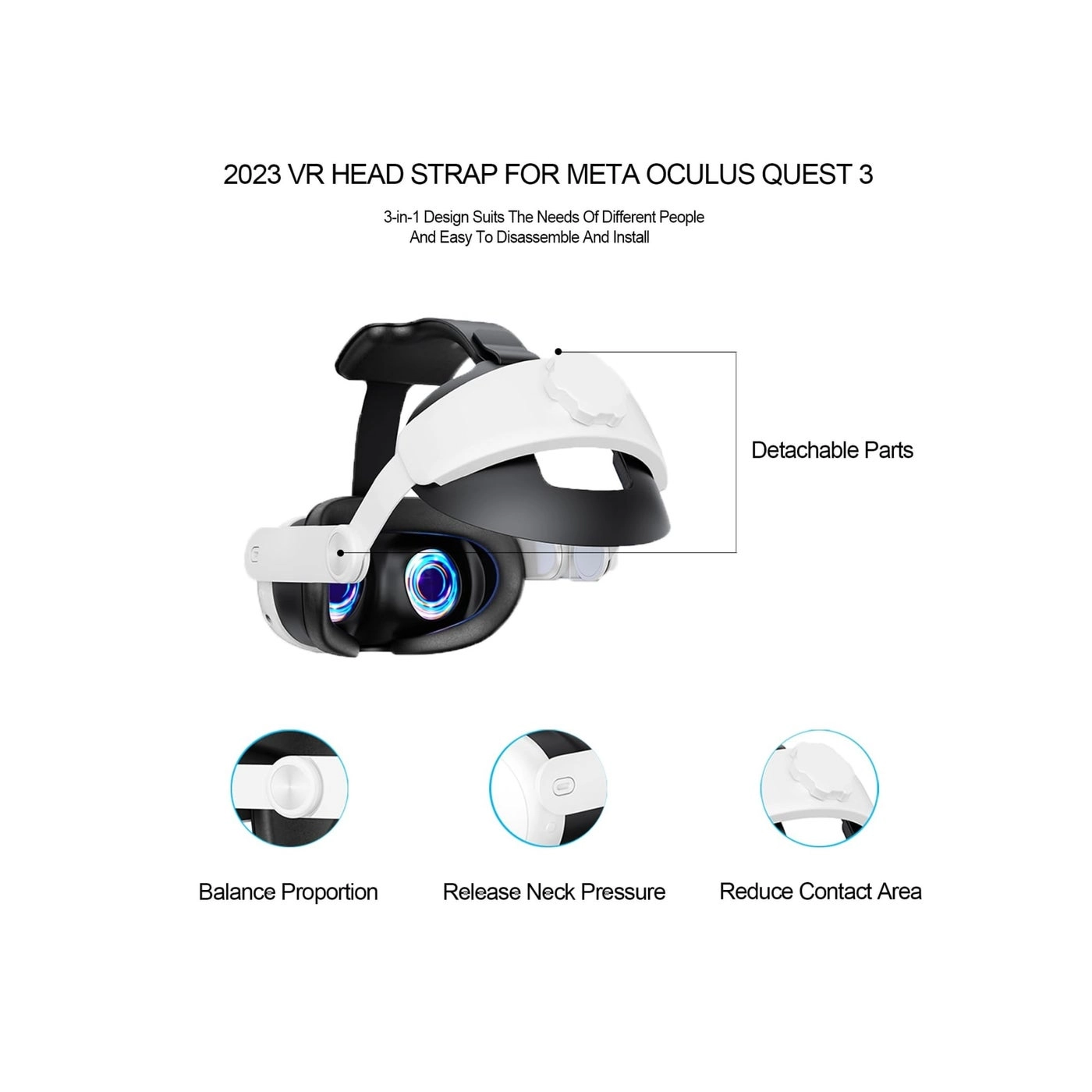 Head Strap - Oculus Quest 3 3-in-1 Adjustable Halo Headband