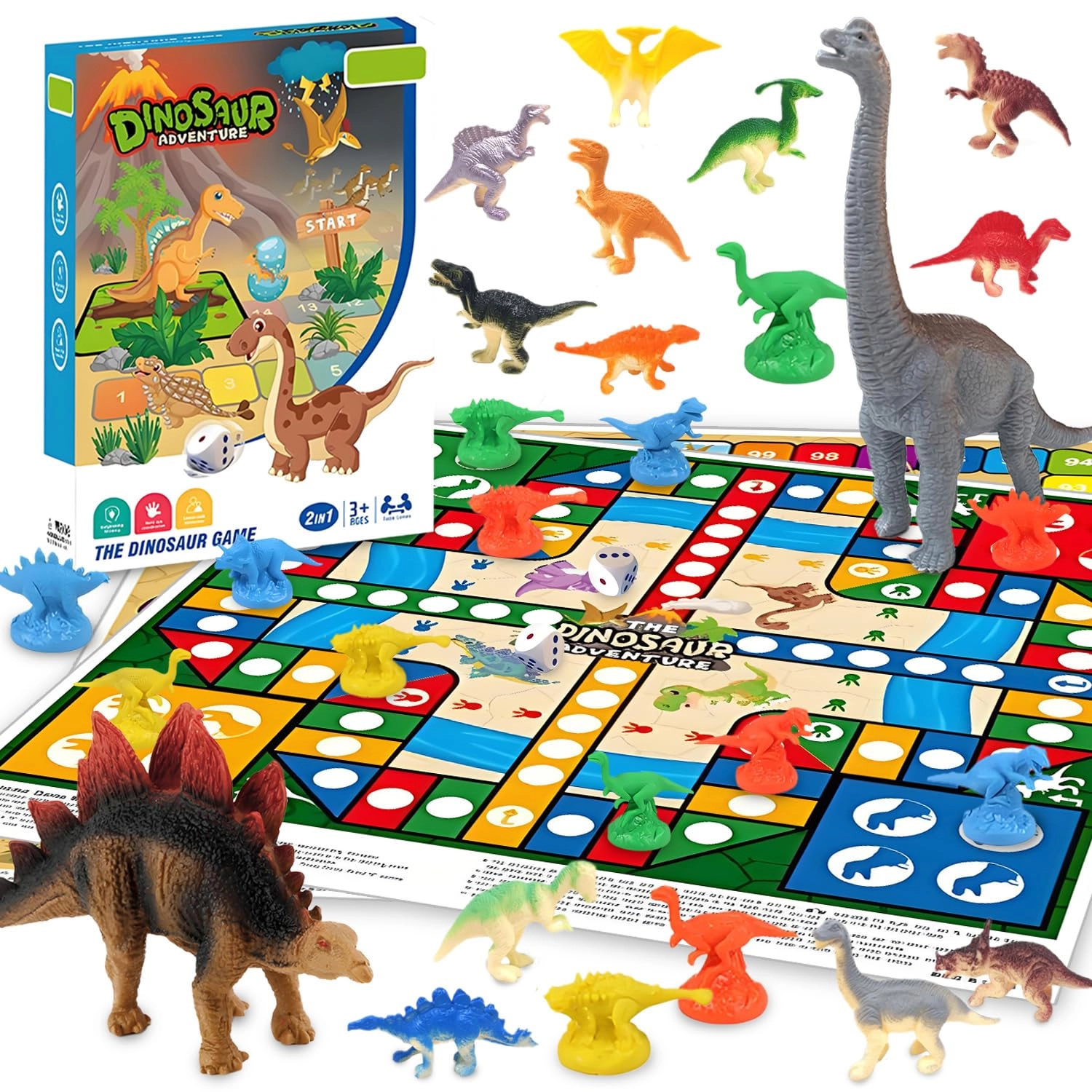 SUNXBUK Dinosaur Board Game - 17 Pieces