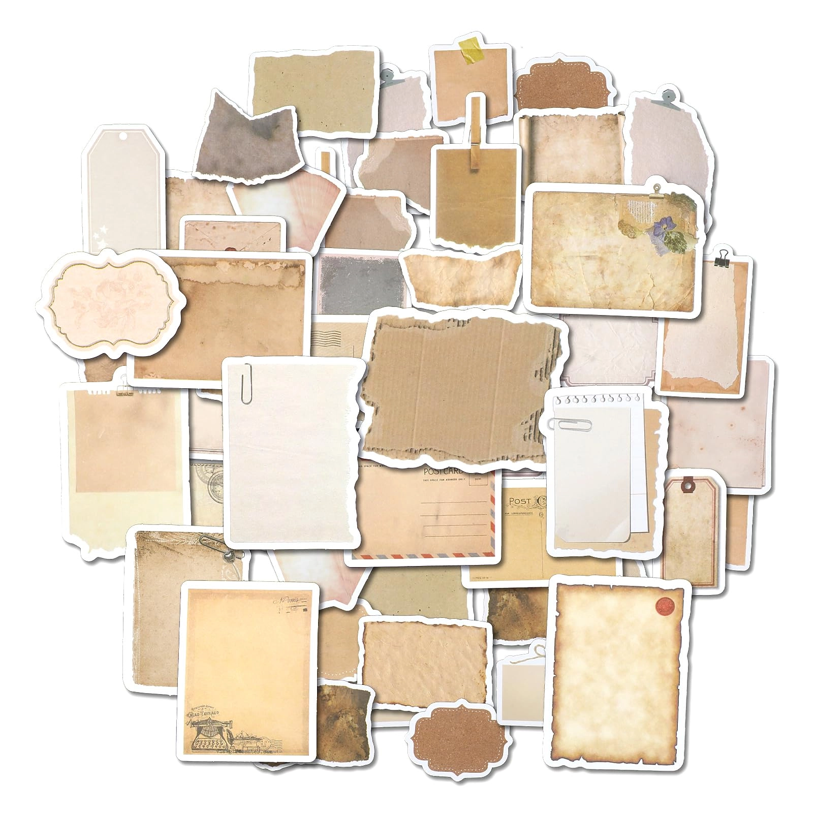 jieyao Vintage Scrapbook Paper Stickers - 80 pcs