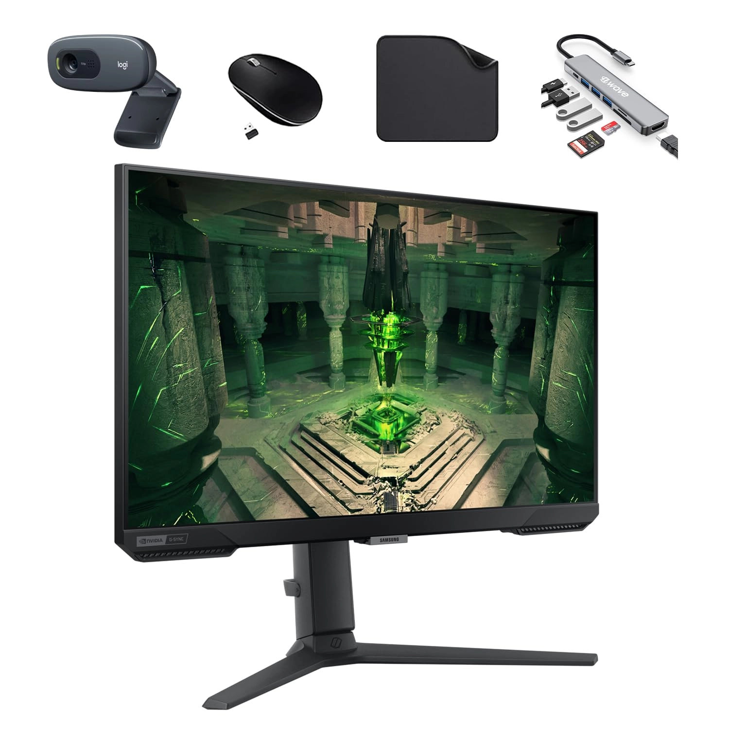 Samsung Odyssey G4 - LS25BG402EMXUE 25 Inches 1920x1080 + 7-in-1 Hub + Webcam + Mouse + Mousepad