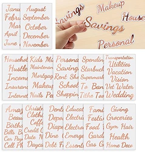 OOUUREC Cash-Envelope Budget Category Stickers - 80 3. 6"x 1. 5"