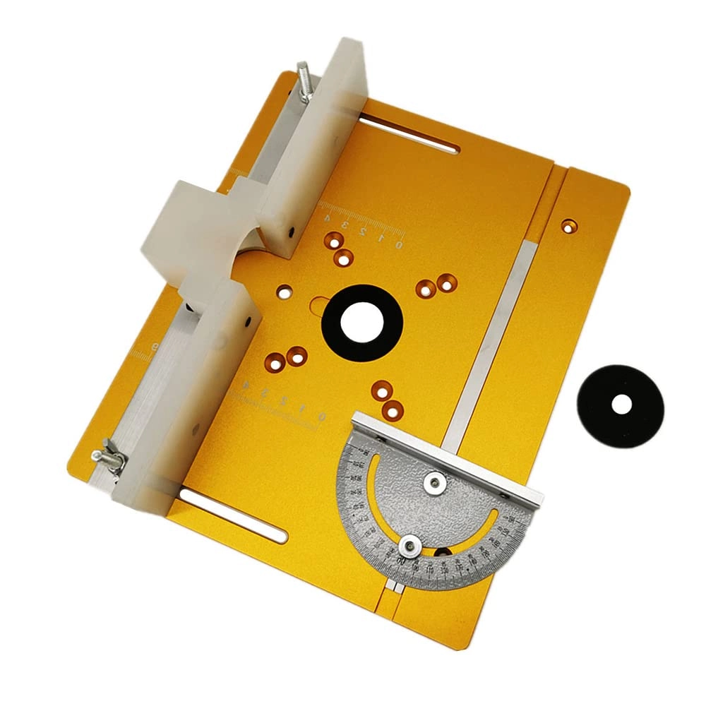 Router Table Insert Plate - 240 x 200mm Aluminum Alloy + Backer Plate + 180° Angle Gauge