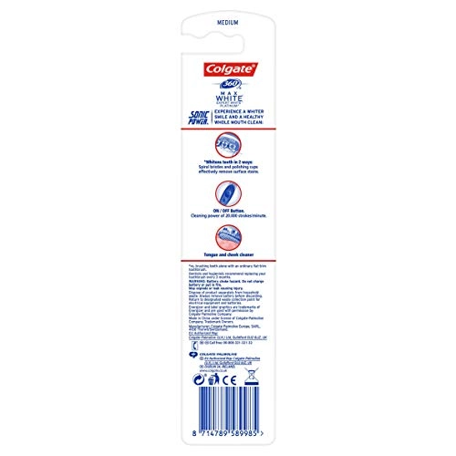 360 Max White Sonic Power Toothbrush - Medium