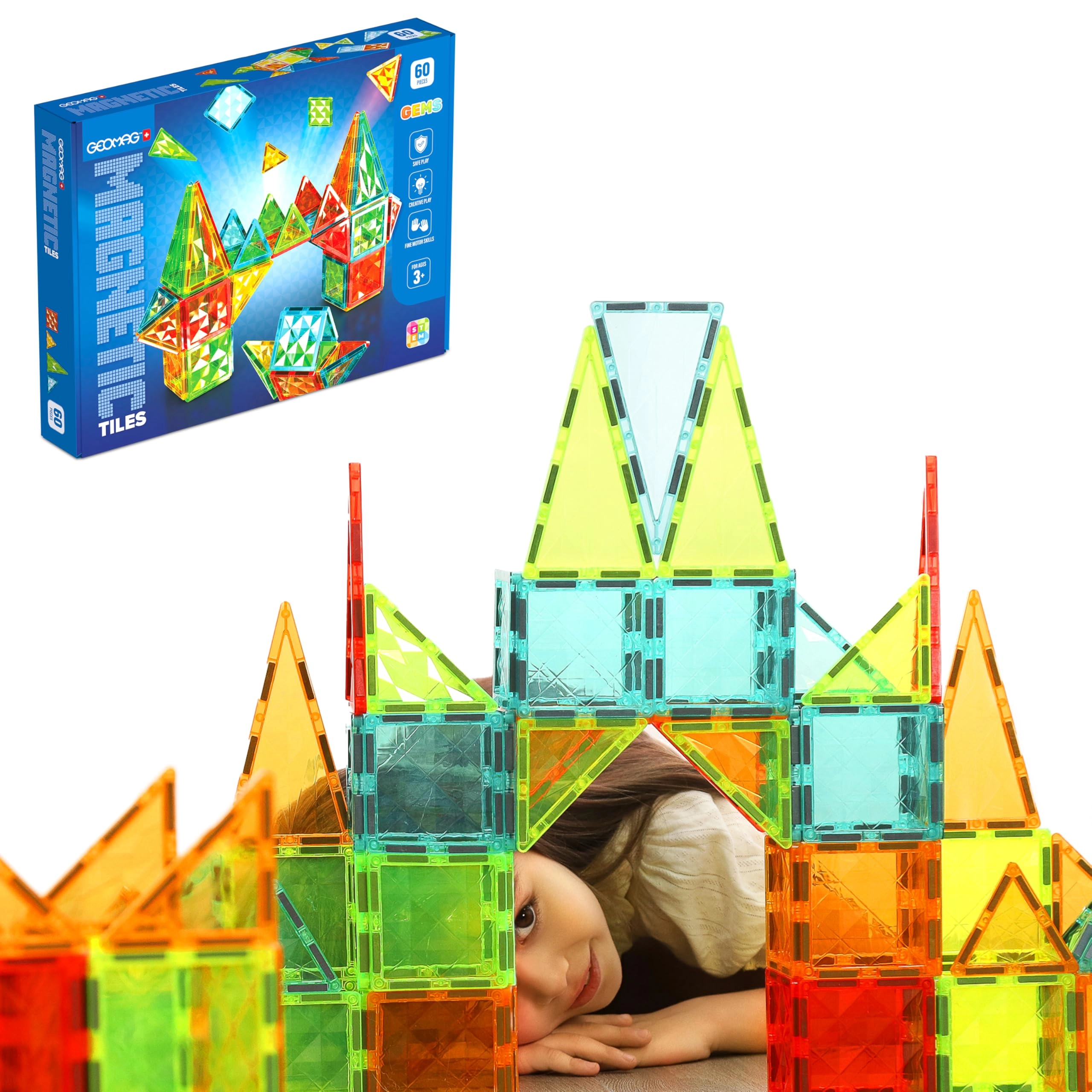 Geomag Magnetic Tiles Gems - 60 pcs
