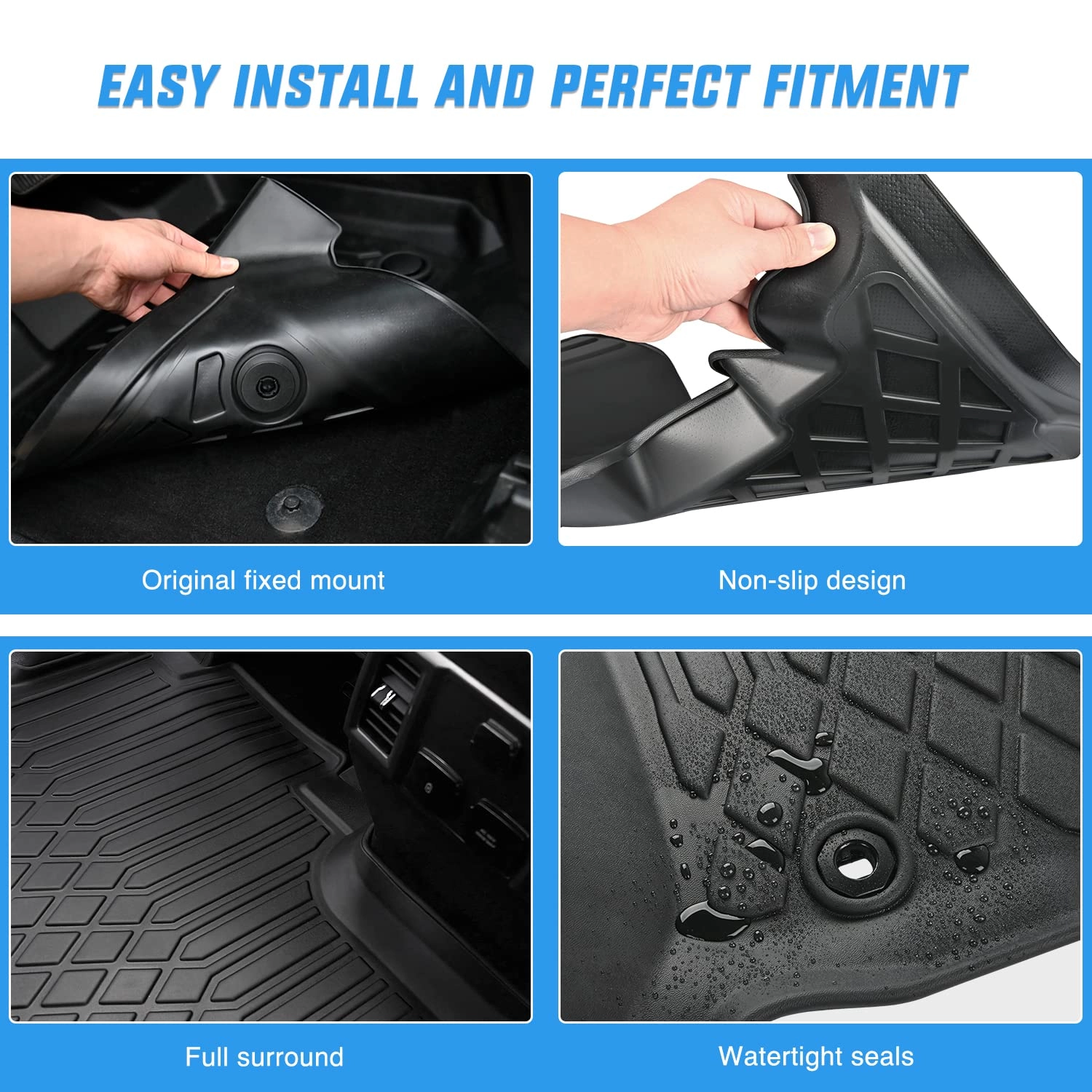 TPE Floor Mats - Dodge Ram 1500 New Body Crew Cab 2019-2024 Rear Storage Box