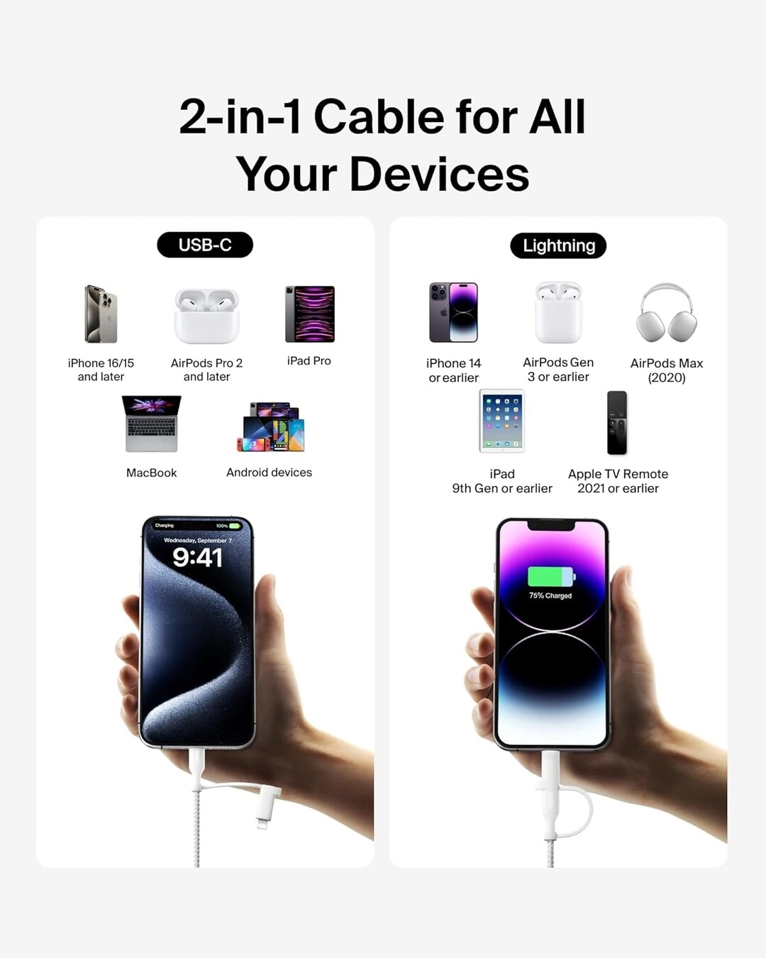 BoostCharge Pro Cable 60W USB-C to Lightning 1.5m Braided