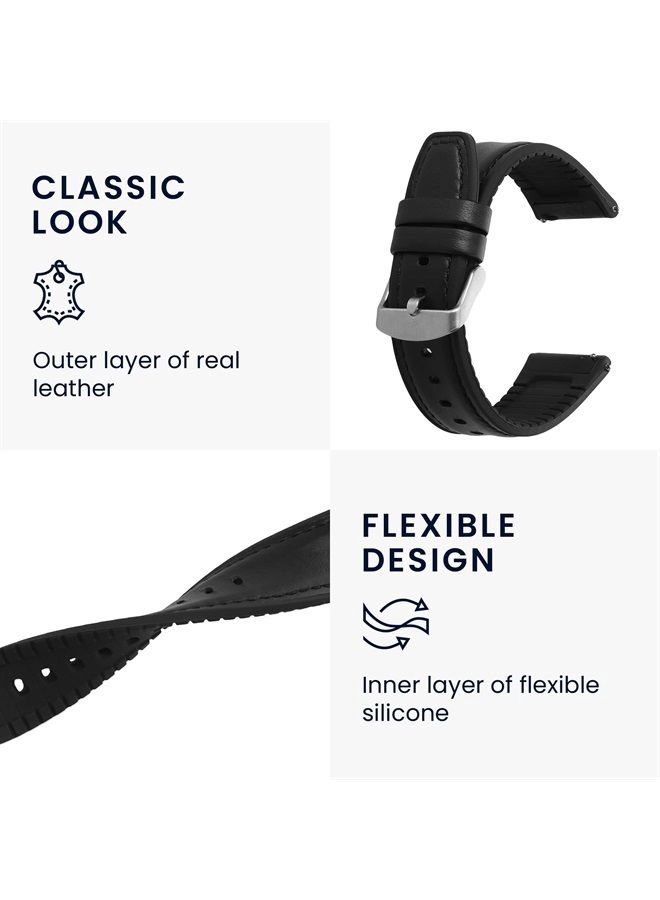 Watch S1 Active Strap - Black Leather-look Silicone