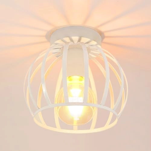 Mini Hexagonal Cage Ceiling Light - E27 20 x 20 x 20 cm White