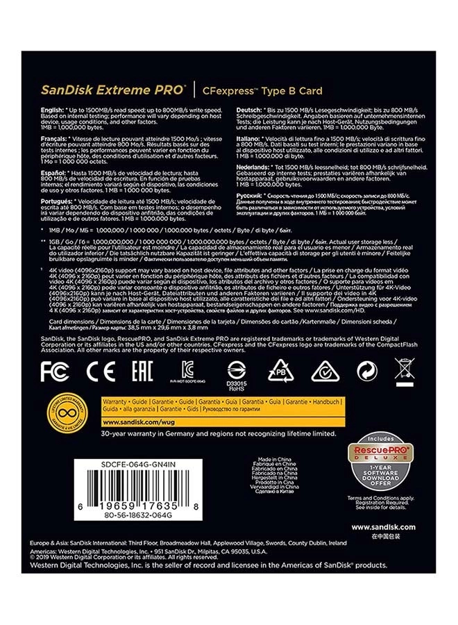 Extreme PRO CFexpress Type B 64GB