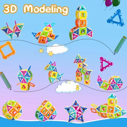 Montessori Building Blocks - 30pcs squares 30pcs triangles 100pcs connecting rods